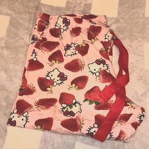 RARE 2016 Pink Strawberry Print Hello Kitty Sanrio Pajama Pants from Target